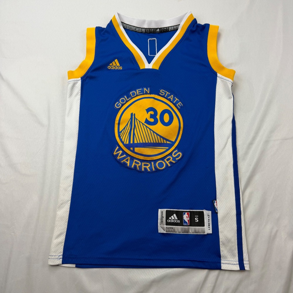 Adidas Stephen Curry Warriors Jersey Kids Small Blue 30 NBA Swingman Basketball
